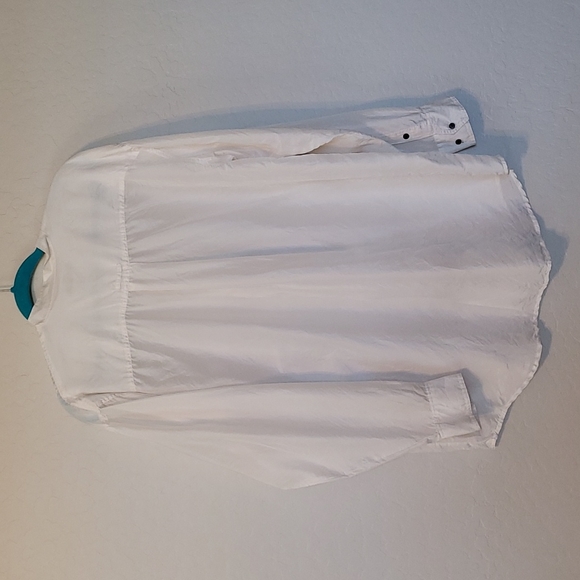 Jos. J. Oliver Vintage Ivory Collarless Silk 1990's Button Blouse Size Large - Picture 7 of 8